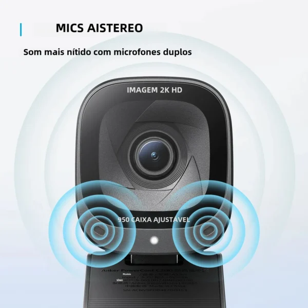 Anker powerconf c200 2k webcam para computador portátil mini usb câmera web com cancelamento de ruído microfones estéreo web cam - Imagem 5