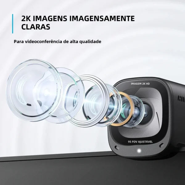 Anker powerconf c200 2k webcam para computador portátil mini usb câmera web com cancelamento de ruído microfones estéreo web cam - Imagem 2