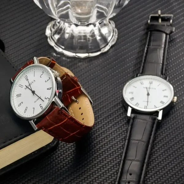 Relógios masculinos relógio de pulso de negócios luxo pulseira de couro relógios analógicos quartzo relógios de pulso masculino feminino casual simples relógio - Imagem 4