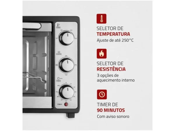 Forno Elétrico de Bancada Mondial com Timer - 110V - Imagem 5