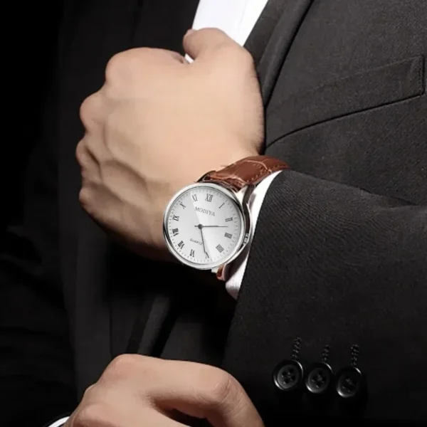 Relógios masculinos relógio de pulso de negócios luxo pulseira de couro relógios analógicos quartzo relógios de pulso masculino feminino casual simples relógio - Imagem 3