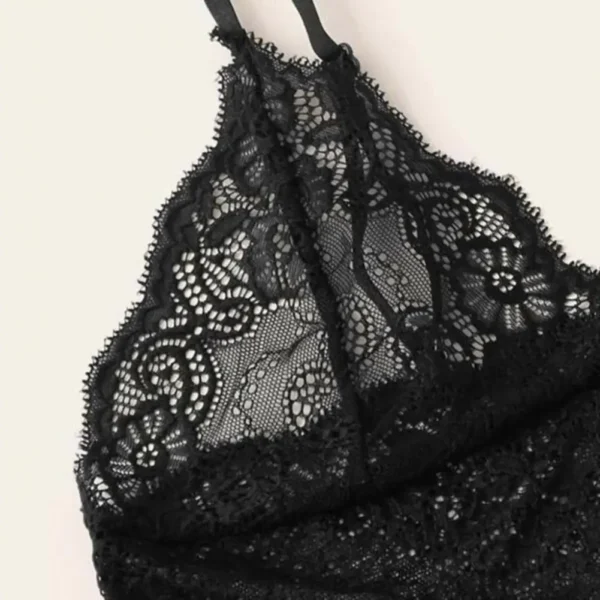 Shorts de spaghetti feminino, conjunto elástico de pijamas, camisola feminina monocromática, pijamas com renda - Imagem 2