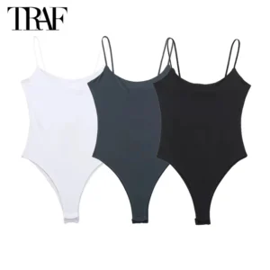 Body Feminino Sexy TRAF 2024 – Justo, Decotado nas Costas, Branco ou Preto