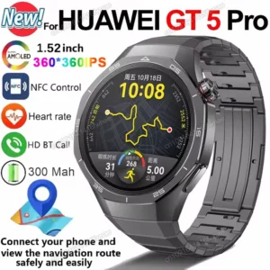 Smartwatch HUAWEI GT5 Pro 2025 – GPS, NFC, Tela HD AMOLED, Monitor Cardíaco, Bluetooth, Chamadas e Resistente à Água IP68