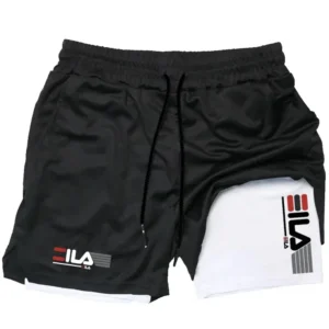Calções esportivos masculinos dupla camada dois-em-um de secagem rápida respirável shorts casuais verão correndo calças esportivas M-3XL