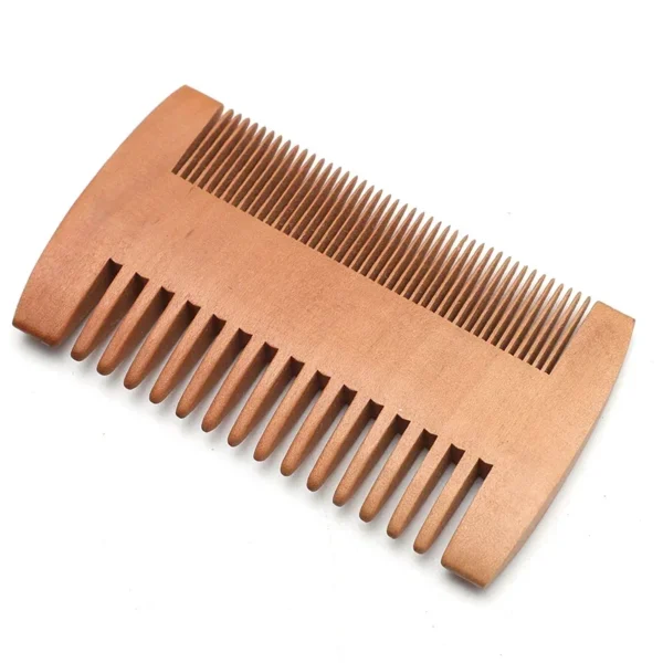Pente de barba de madeira masculino com estojo de couro pente de cabelo de bigode para homens dentes finos grossos bálsamos de barba perfeitos pente de óleos essenciais - Imagem 4