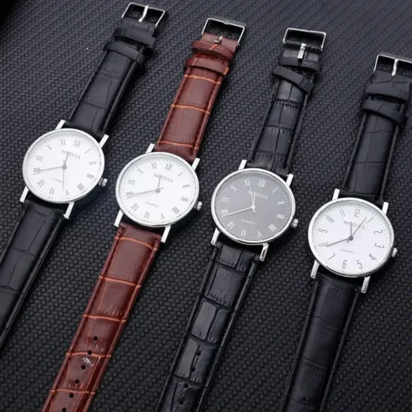 Relógios masculinos relógio de pulso de negócios luxo pulseira de couro relógios analógicos quartzo relógios de pulso masculino feminino casual simples relógio - Imagem 2