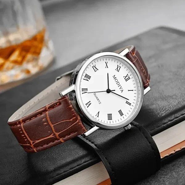 Relógios masculinos relógio de pulso de negócios luxo pulseira de couro relógios analógicos quartzo relógios de pulso masculino feminino casual simples relógio - Imagem 6