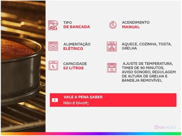 Forno Elétrico de Bancada Mondial com Timer - 110V - Imagem 2
