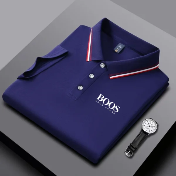 Camisa polo masculina bordada de manga curta casual de negócios, elegante, respirável, confortável e versátil - Imagem 3