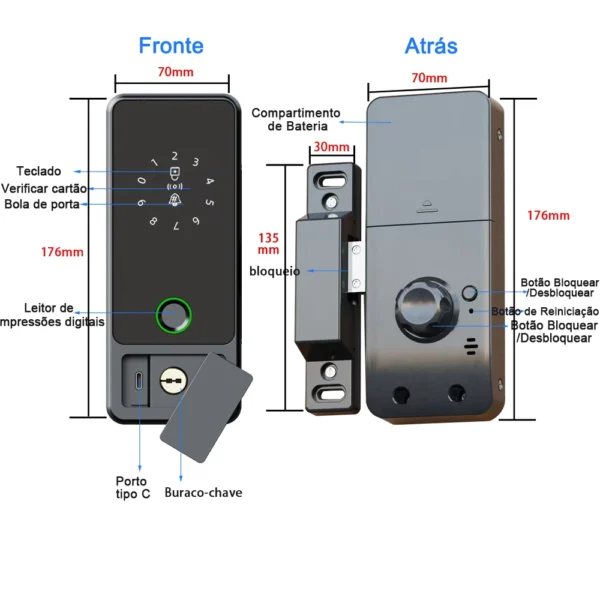 Fechadura digital RAYKUBE – com impressão digital, Bluetooth, controle pelo app Smart Life - Imagem 2