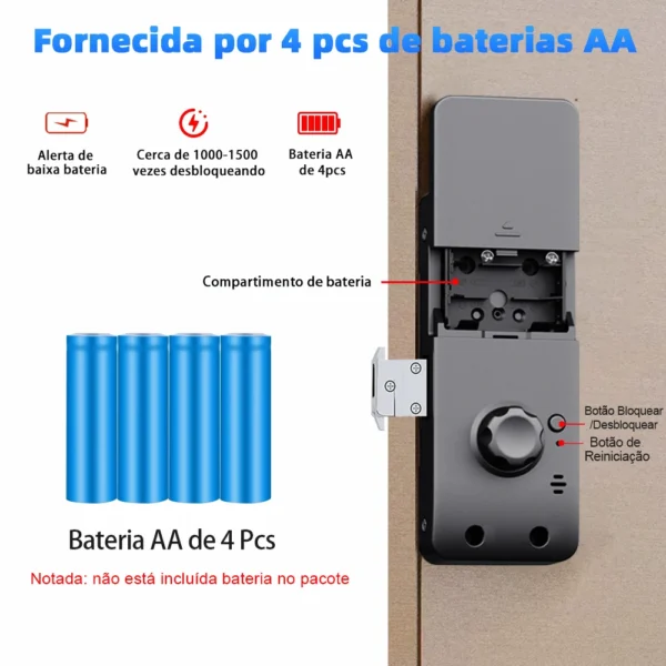 Fechadura digital RAYKUBE – com impressão digital, Bluetooth, controle pelo app Smart Life - Imagem 6