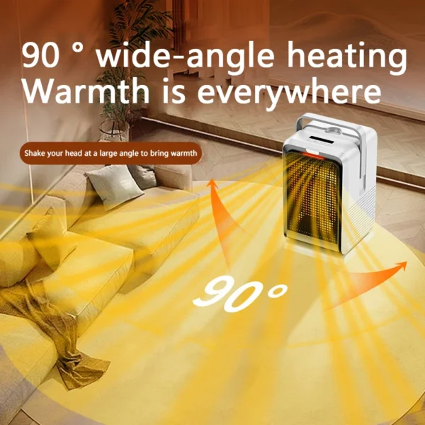 Aquecedor portátil 1000W com aquecimento rápido PTC e controle remoto – ideal para casa e escritório - Imagem 5