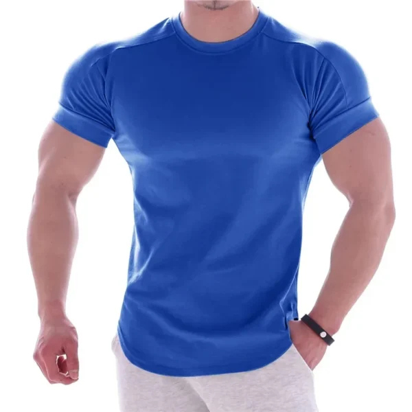 Camiseta esportiva de verão 2025 para homens, academia, manga curta, camiseta fitness - Imagem 3