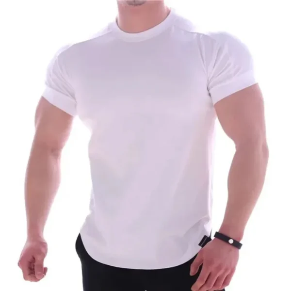 Camiseta esportiva de verão 2025 para homens, academia, manga curta, camiseta fitness - Imagem 4