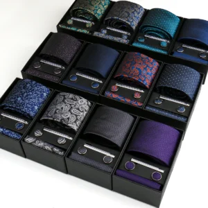 Conjunto de gravatas de luxo para homens, caixa de presente de casamento, festa de negócios, moda masculina.