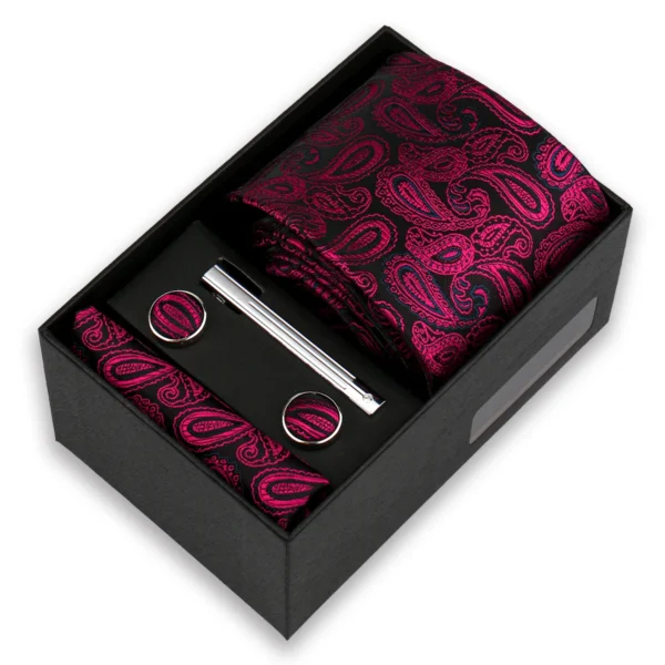 Conjunto de gravatas de luxo para homens, caixa de presente de casamento, festa de negócios, moda masculina. - Imagem 4