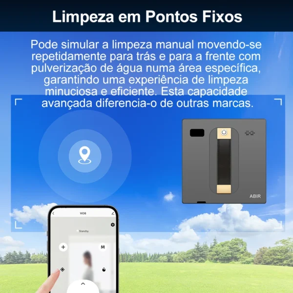 Robô limpador de janelas ABIR WD8 com jato duplo, sucção potente, memória inteligente - Imagem 5