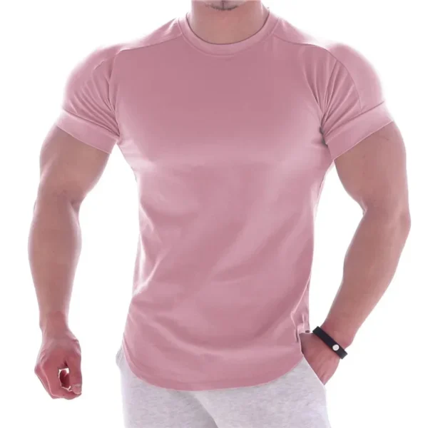 Camiseta esportiva de verão 2025 para homens, academia, manga curta, camiseta fitness - Imagem 2