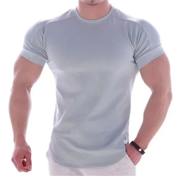 Camiseta esportiva de verão 2025 para homens, academia, manga curta, camiseta fitness - Imagem 5