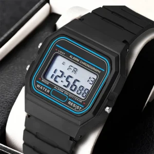 Relógio masculino digital LED da moda, esportivo, militar, de pulso, vintage, com pulseira de silicone, eletrônico
