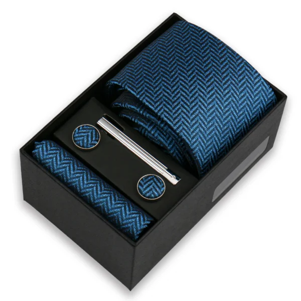 Conjunto de gravatas de luxo para homens, caixa de presente de casamento, festa de negócios, moda masculina. - Imagem 6